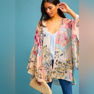 Anthropologie SAACHI- Boho Chic Mystical Garden Ruffle Sleeve Kimono
